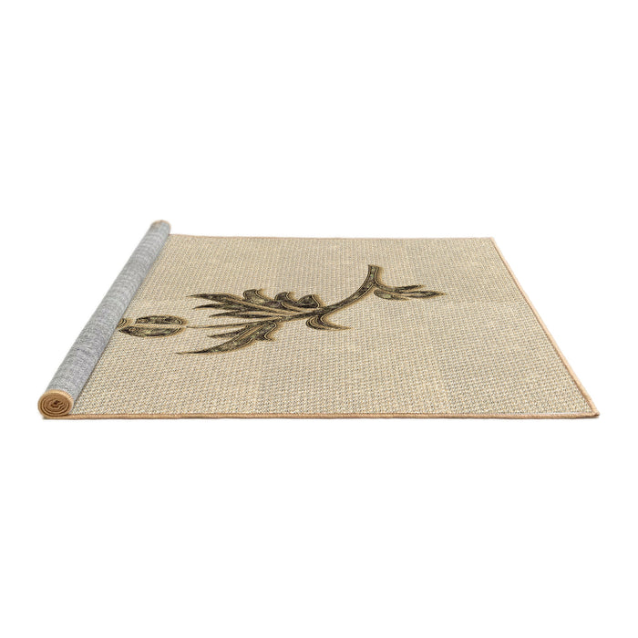 Sideview of Machine Washable Transitional Moccasin Beige Rug, wshpat927brn