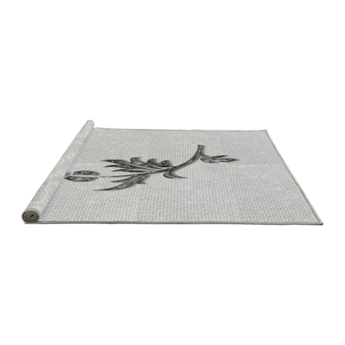 Sideview of Machine Washable Transitional Platinum Gray Rug, wshpat927gry