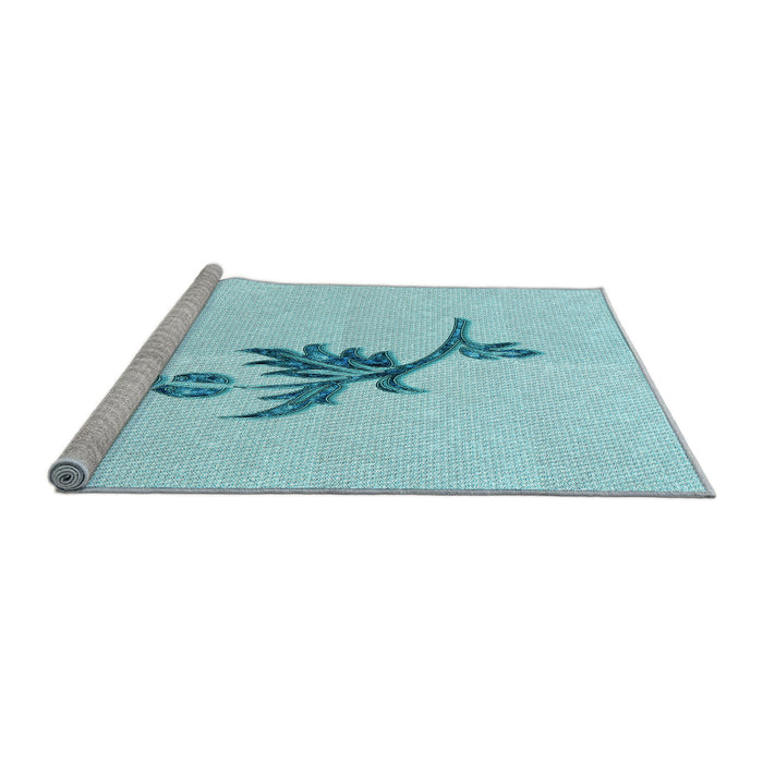 Sideview of Machine Washable Transitional Diamond Blue Rug, wshpat927lblu