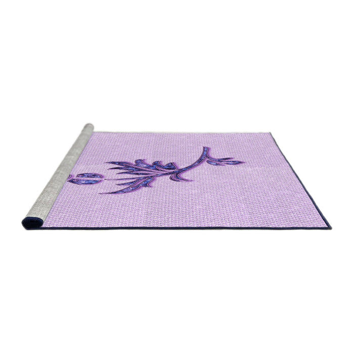 Sideview of Machine Washable Transitional Bright Lilac Purple Rug, wshpat927pur