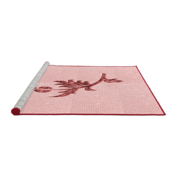 Sideview of Machine Washable Transitional Pastel Red Pink Rug, wshpat927rd