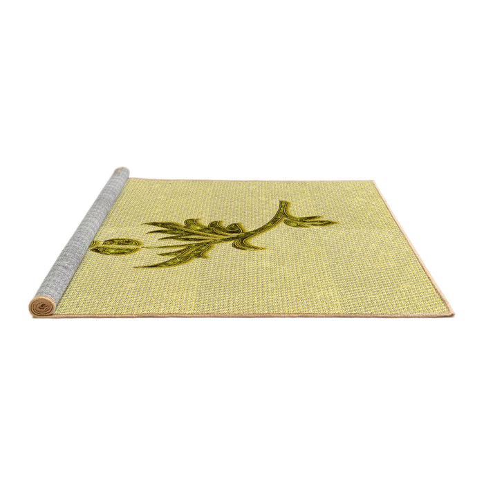 Sideview of Machine Washable Transitional Sun Yellow Rug, wshpat927yw