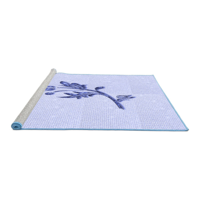 Sideview of Machine Washable Transitional Lavender Blue Rug, wshpat928blu