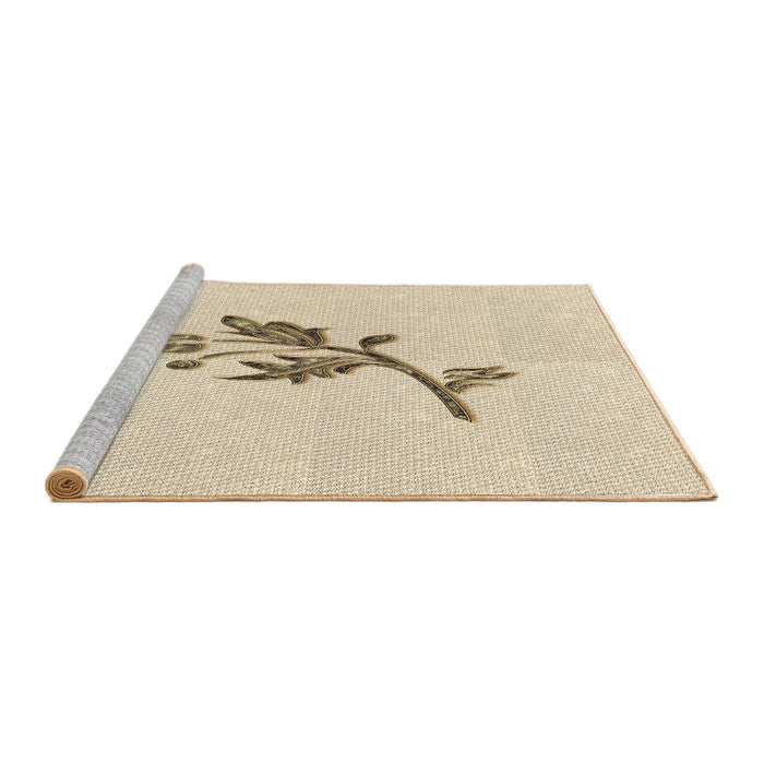 Sideview of Machine Washable Transitional Moccasin Beige Rug, wshpat928brn