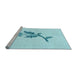 Sideview of Machine Washable Transitional Diamond Blue Rug, wshpat928lblu