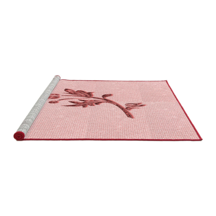 Sideview of Machine Washable Transitional Pastel Red Pink Rug, wshpat928rd