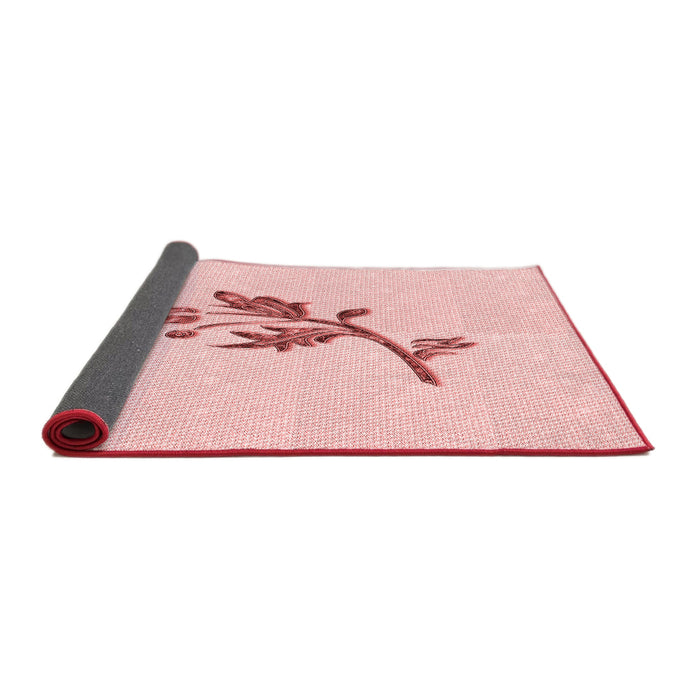 Thickness of Patterned Pastel Red Pink Rug, pat928rd