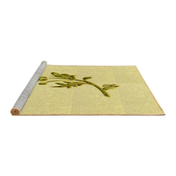 Sideview of Machine Washable Transitional Sun Yellow Rug, wshpat928yw