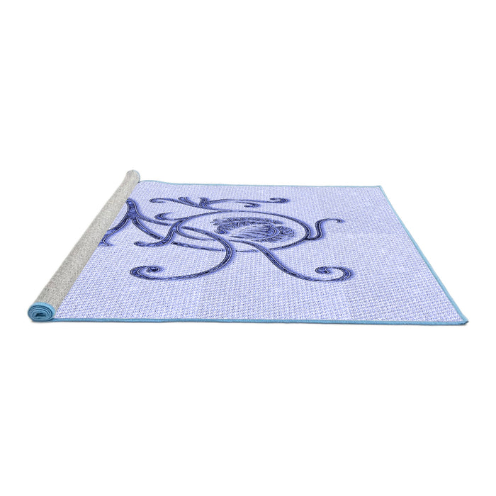 Sideview of Machine Washable Transitional Lavender Blue Rug, wshpat929blu