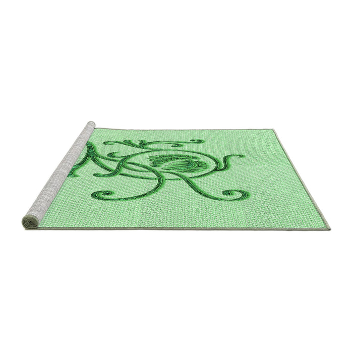 Sideview of Machine Washable Transitional Mint Green Rug, wshpat929grn