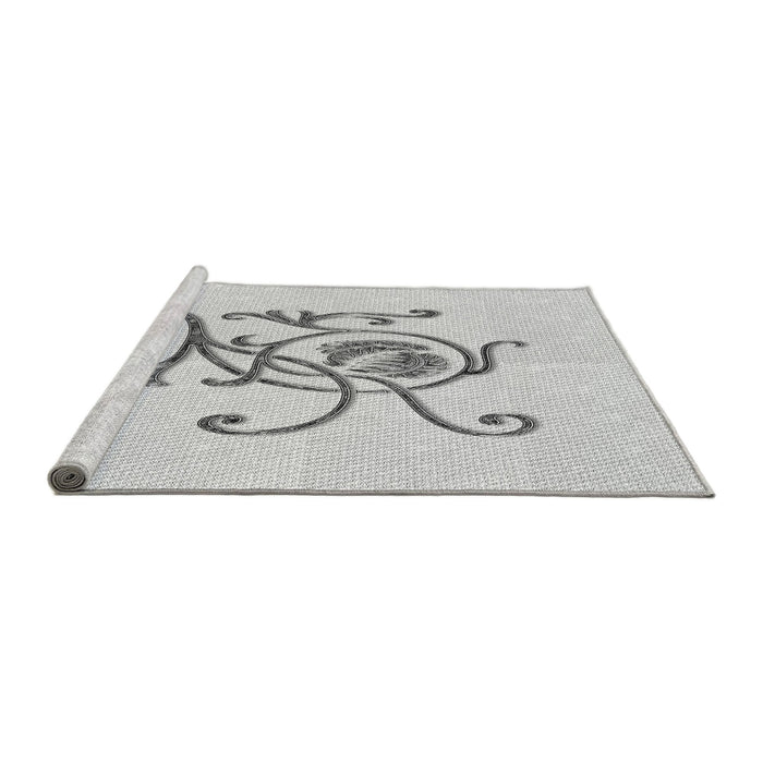 Sideview of Machine Washable Transitional Platinum Gray Rug, wshpat929gry