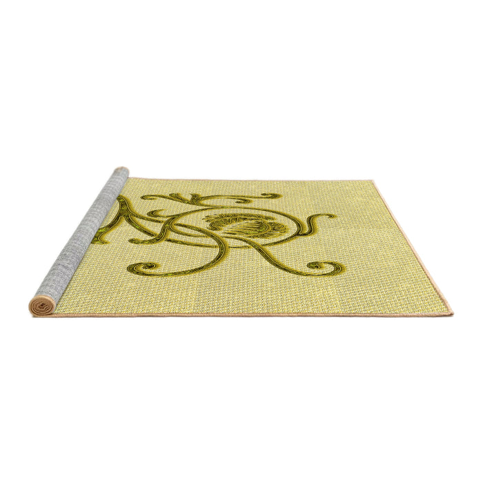 Sideview of Machine Washable Transitional Sun Yellow Rug, wshpat929yw