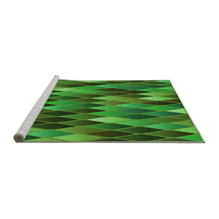 Sideview of Machine Washable Transitional Deep Emerald Green Rug, wshpat93grn