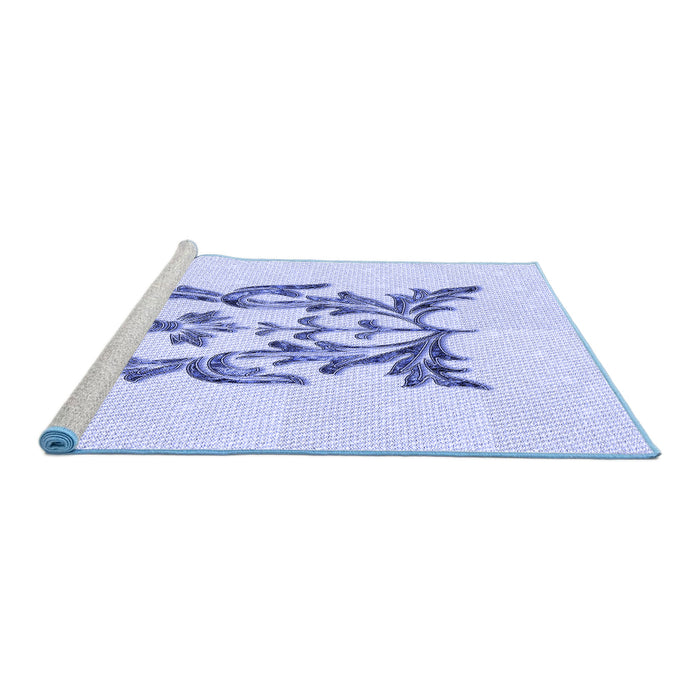 Sideview of Machine Washable Transitional Lavender Blue Rug, wshpat930blu