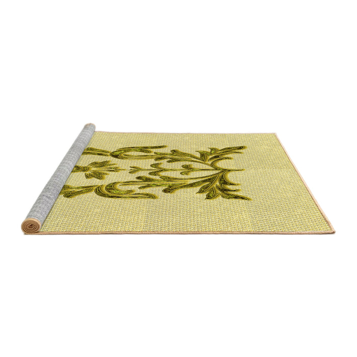 Sideview of Machine Washable Transitional Sun Yellow Rug, wshpat930yw