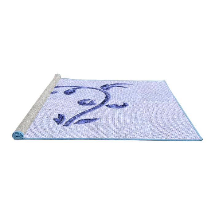 Sideview of Machine Washable Transitional Lavender Blue Rug, wshpat931blu