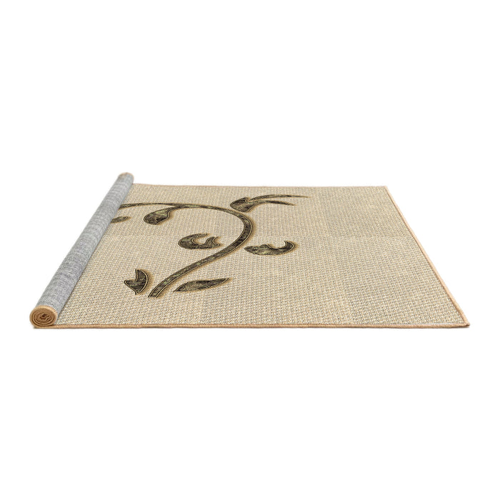 Sideview of Machine Washable Transitional Moccasin Beige Rug, wshpat931brn