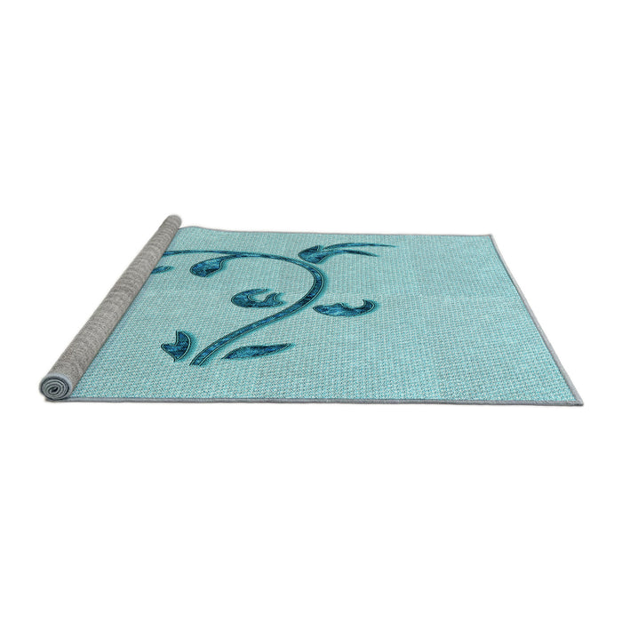 Sideview of Machine Washable Transitional Diamond Blue Rug, wshpat931lblu