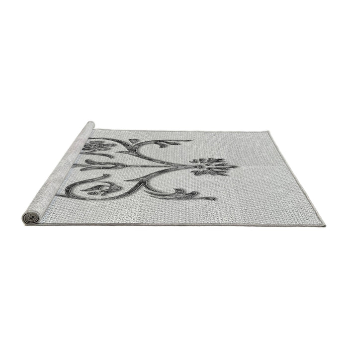 Sideview of Machine Washable Transitional Platinum Gray Rug, wshpat932gry
