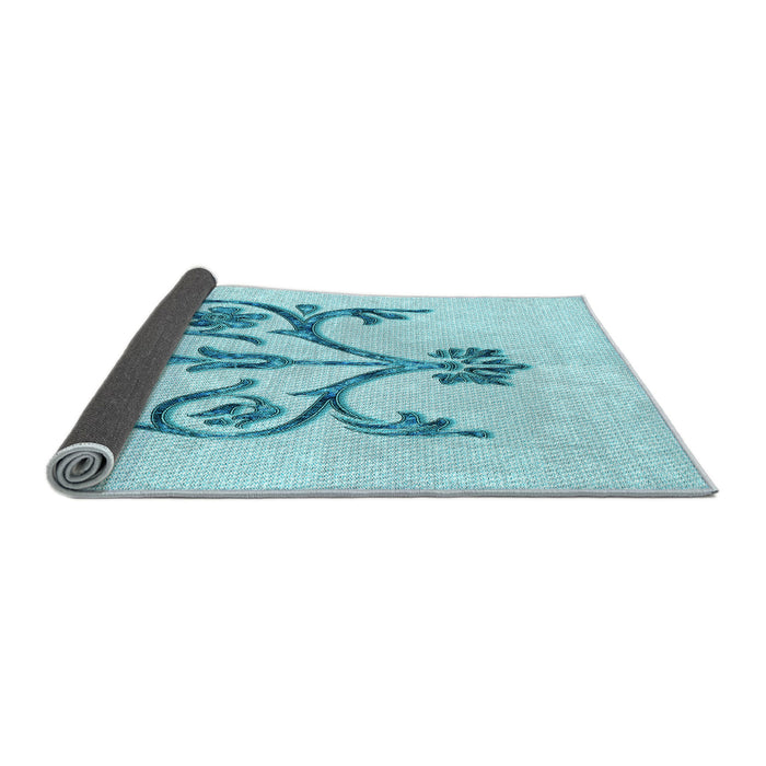 Thickness of Patterned Electric Blue Rug, pat932lblu