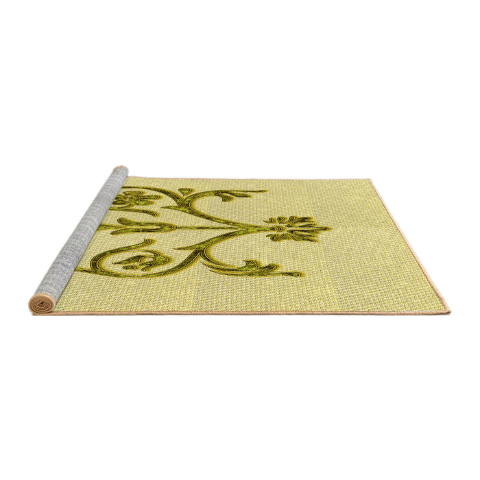 Sideview of Machine Washable Transitional Sun Yellow Rug, wshpat932yw
