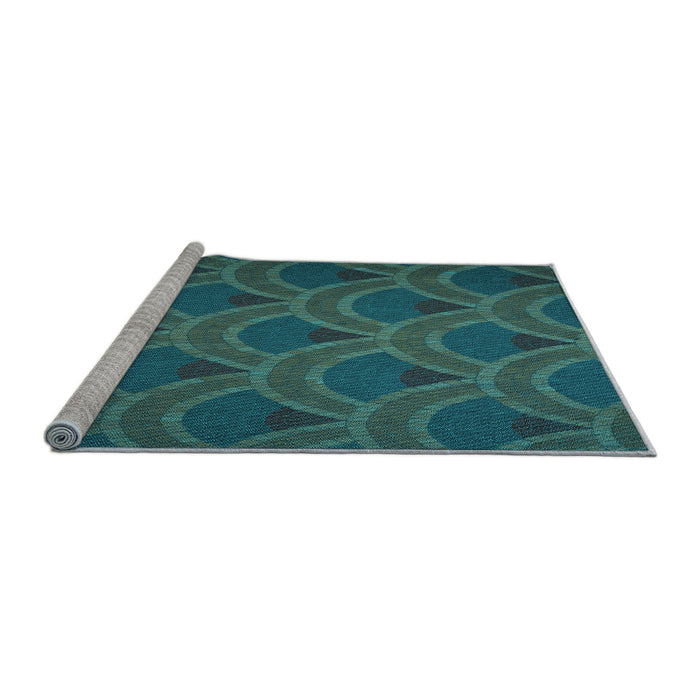 Sideview of Machine Washable Transitional Medium Teal Green Rug, wshpat934lblu