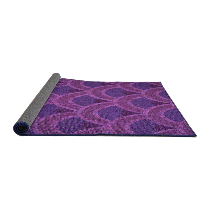 Thickness of Patterned Dark Magenta Purple Rug, pat934pur