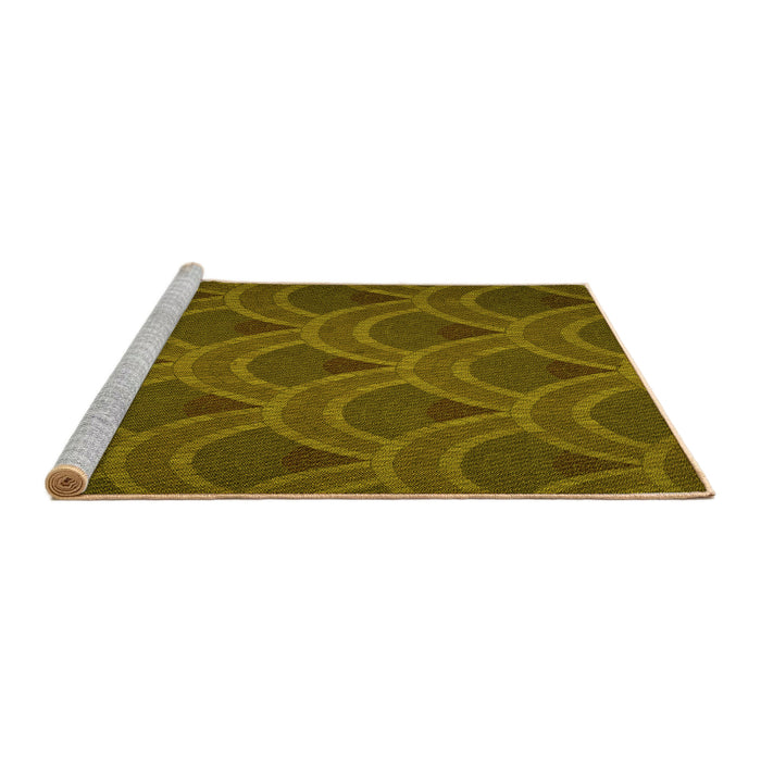 Sideview of Machine Washable Transitional Dark Golden Brown Rug, wshpat934yw