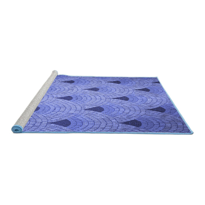 Sideview of Machine Washable Transitional Sky Blue Rug, wshpat935blu