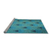 Sideview of Machine Washable Transitional Dark Cyan Green Rug, wshpat935lblu