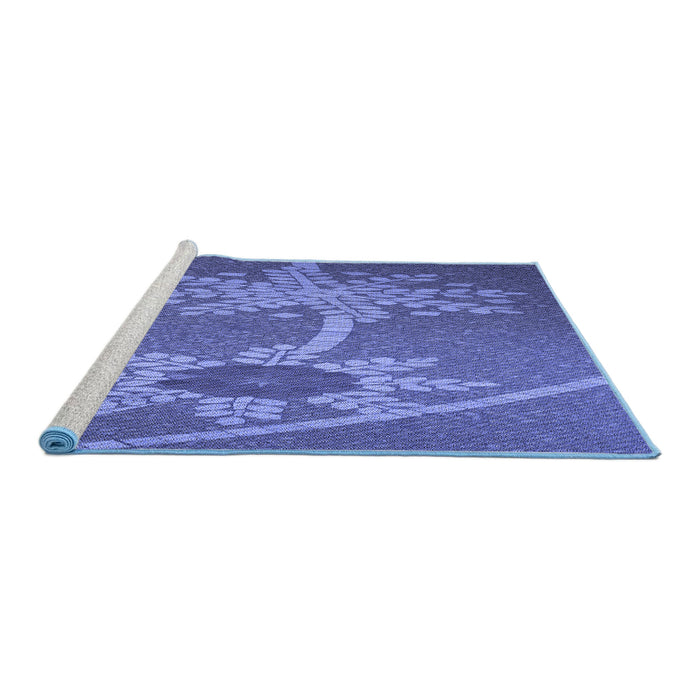 Sideview of Machine Washable Transitional Light Slate Blue Rug, wshpat936blu