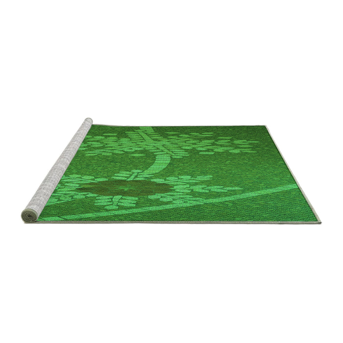 Sideview of Machine Washable Transitional Green Rug, wshpat936grn