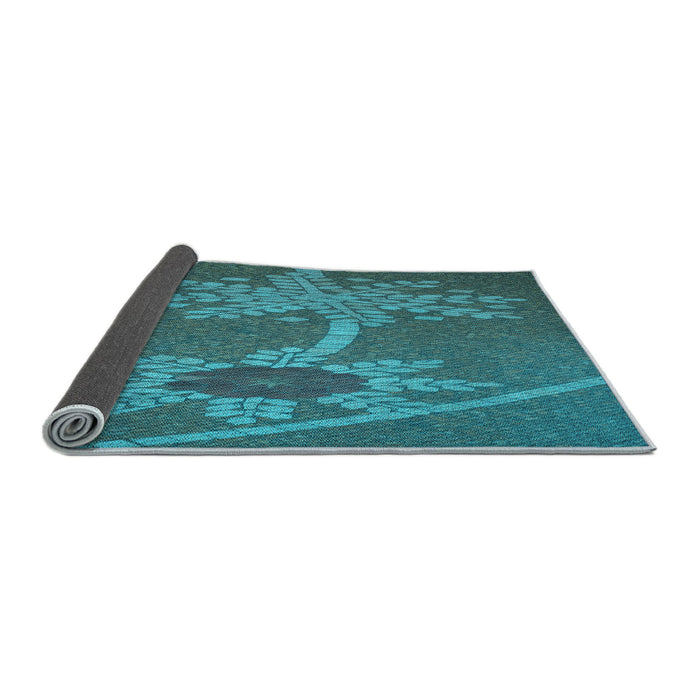 Thickness of Patterned Dark Turquoise Green Rug, pat936lblu