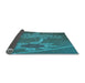 Thickness of Patterned Dark Turquoise Green Rug, pat936lblu