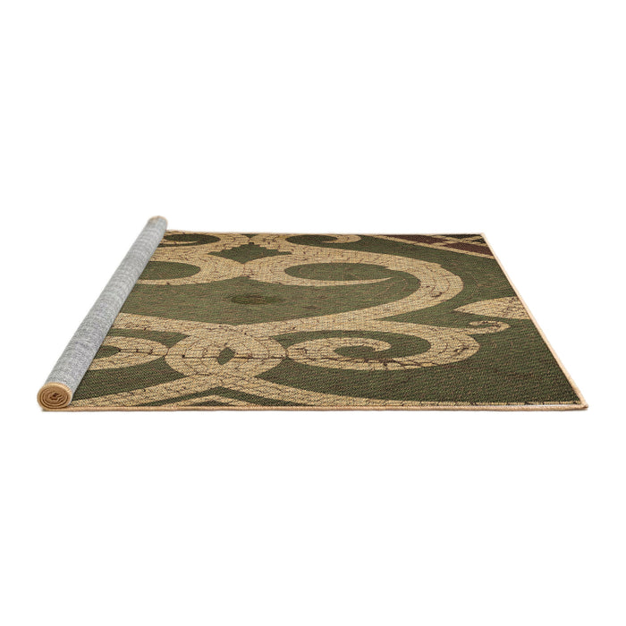 Sideview of Machine Washable Transitional Metallic Gold Rug, wshpat937brn