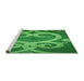 Sideview of Machine Washable Transitional Green Rug, wshpat937grn