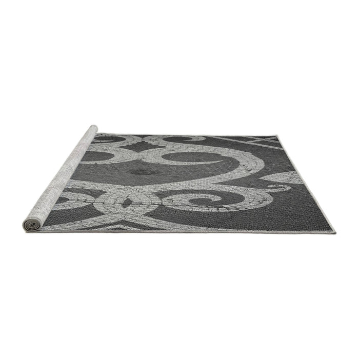 Sideview of Machine Washable Transitional Dark Gray Rug, wshpat937gry