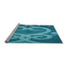 Sideview of Machine Washable Transitional Dark Cyan Green Rug, wshpat937lblu