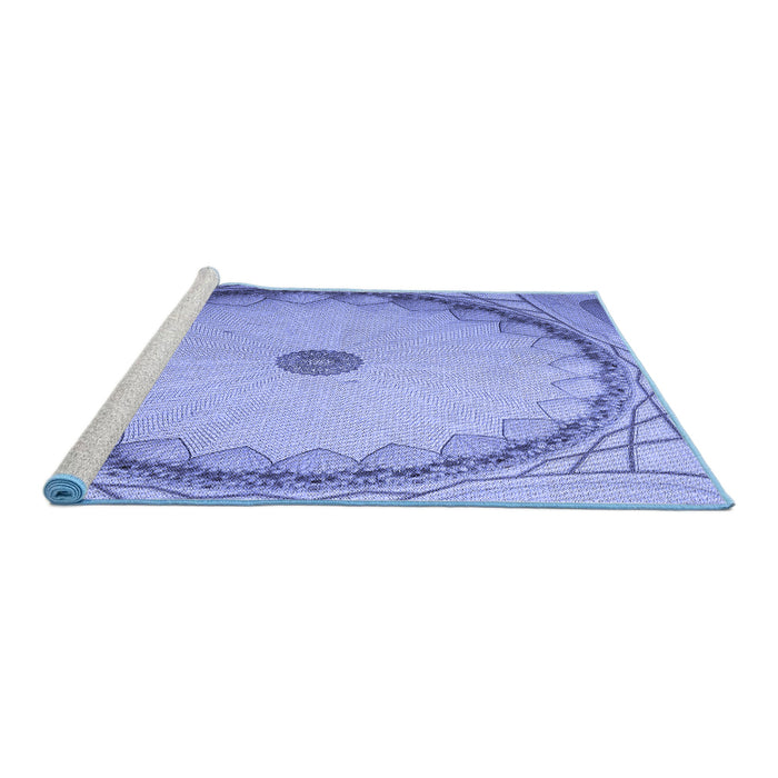 Sideview of Machine Washable Transitional Jeans Blue Rug, wshpat938blu