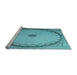 Sideview of Machine Washable Transitional Deep-Sea Green Rug, wshpat938lblu