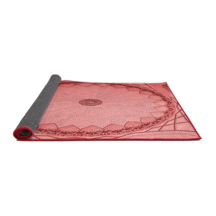Thickness of Patterned Light Coral Pink Rug, pat938rd