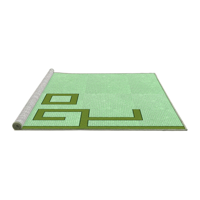 Sideview of Machine Washable Transitional Green Rug, wshpat939grn