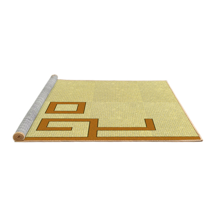 Sideview of Machine Washable Transitional Sun Yellow Rug, wshpat939yw