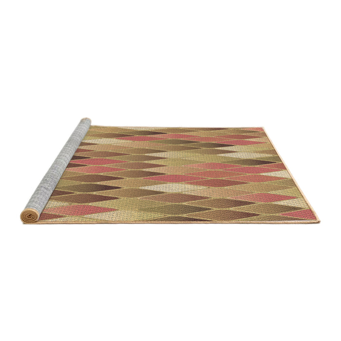 Sideview of Machine Washable Transitional Yellow Orange Rug, wshpat94brn