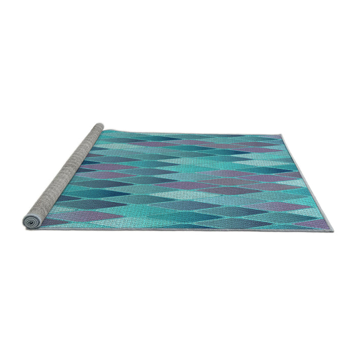 Sideview of Machine Washable Transitional Glacial Blue Ice Blue Rug, wshpat94lblu