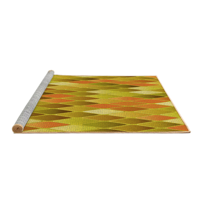 Sideview of Machine Washable Transitional Deep Yellow Rug, wshpat94yw