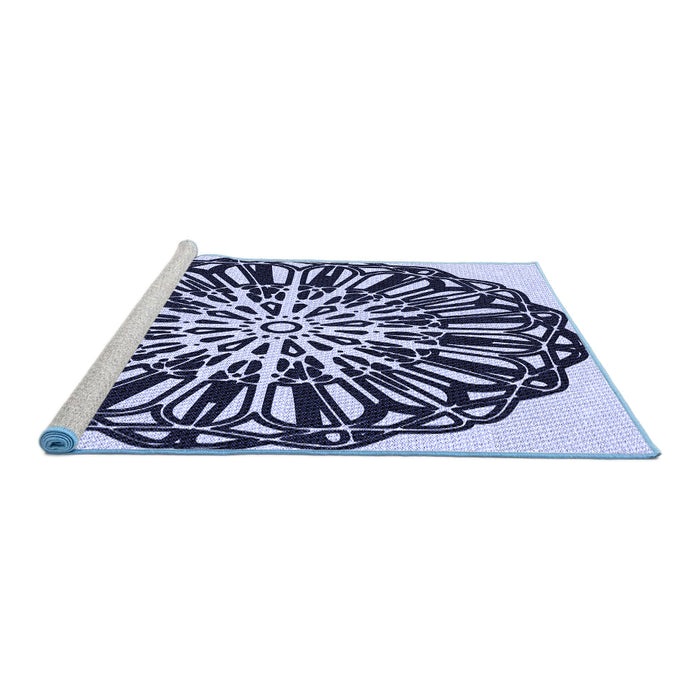 Sideview of Machine Washable Transitional Night Blue Rug, wshpat940blu