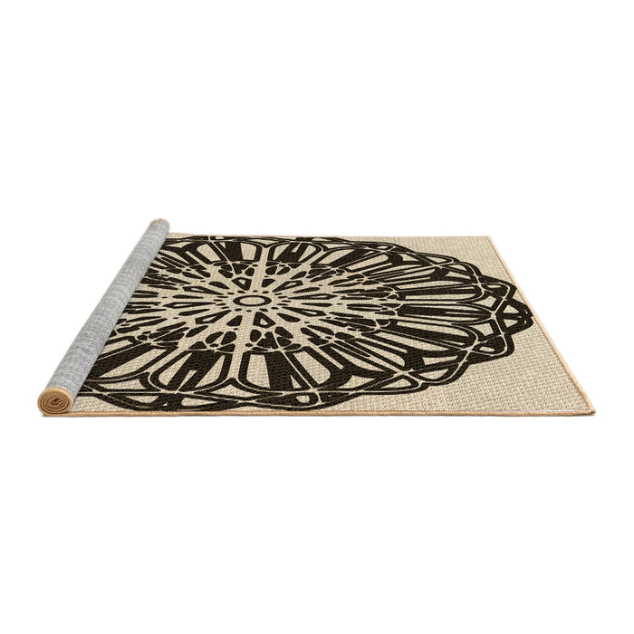 Sideview of Machine Washable Transitional Deep Peach Orange Rug, wshpat940brn