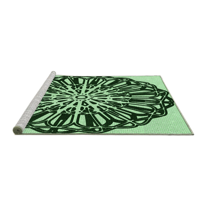 Sideview of Machine Washable Transitional Dark Forest Green Rug, wshpat940grn
