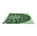 Sideview of Machine Washable Transitional Dark Forest Green Rug, wshpat940grn